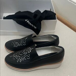 Anne Fontaine Black and White Women's Loafers 39